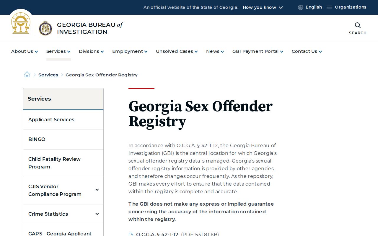 Georgia Bureau of Investigation registry information for Taliaferro County release checks