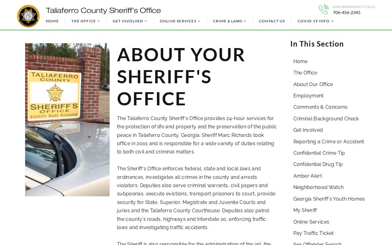 Taliaferro County Sheriff's Office release-record contact information